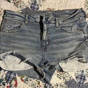 American Eagle Outfitters Light Blue Distressed Jean Shorts